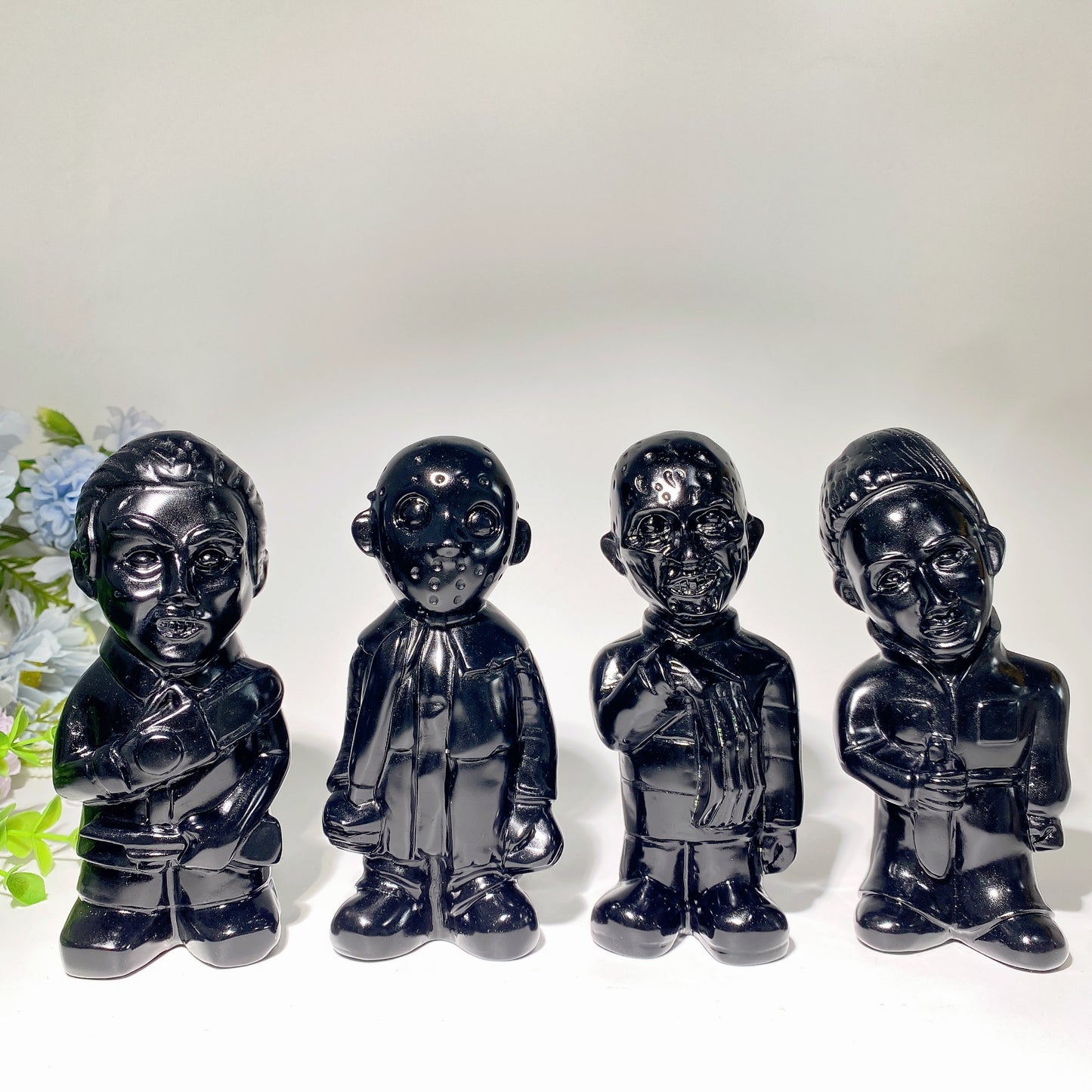 5.4" Black Obsidian Killer Carvings Bulk Wholesale