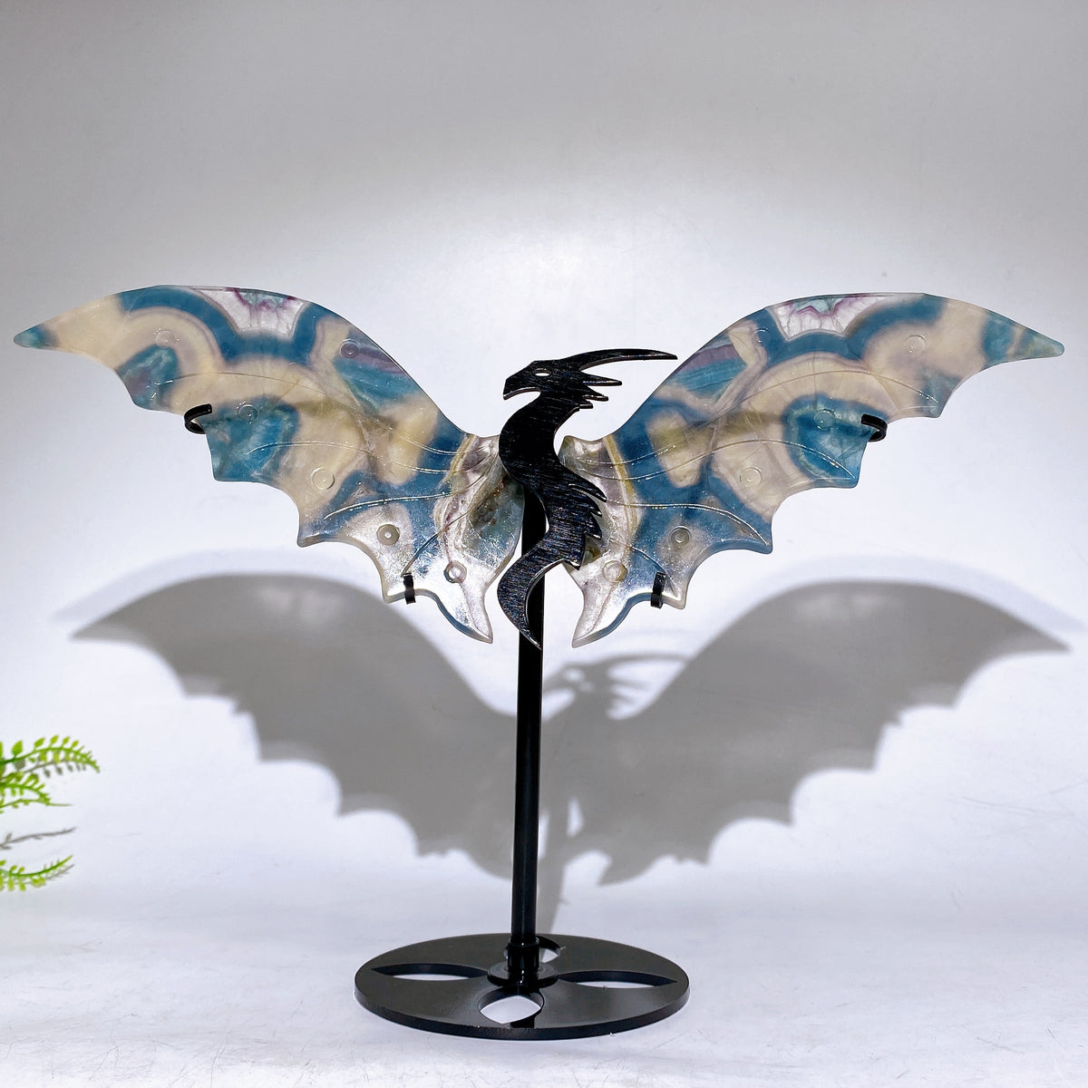 Natural Crystal Dragon Wings Carving with Stand Wholesale New Arrival