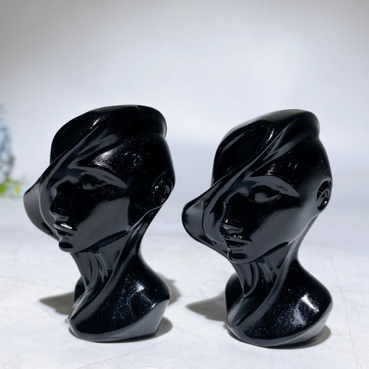 3.2" Black Obsidian Lady Carving Crystal Healing Bulk Wholesale