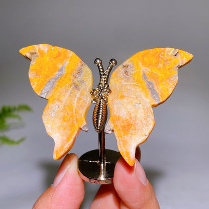 Natural Crystal Butterfly with Fixed Metal Stand Wholesale New Arrival
