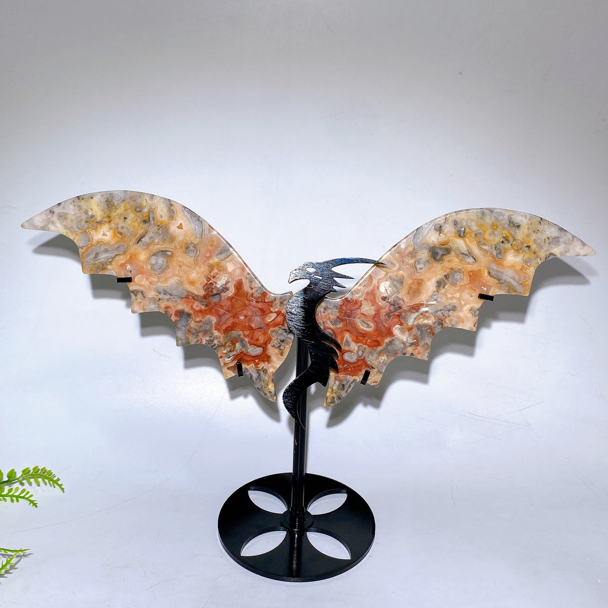 Natural Crystal Dragon Wings Carving with Stand Wholesale New Arrival