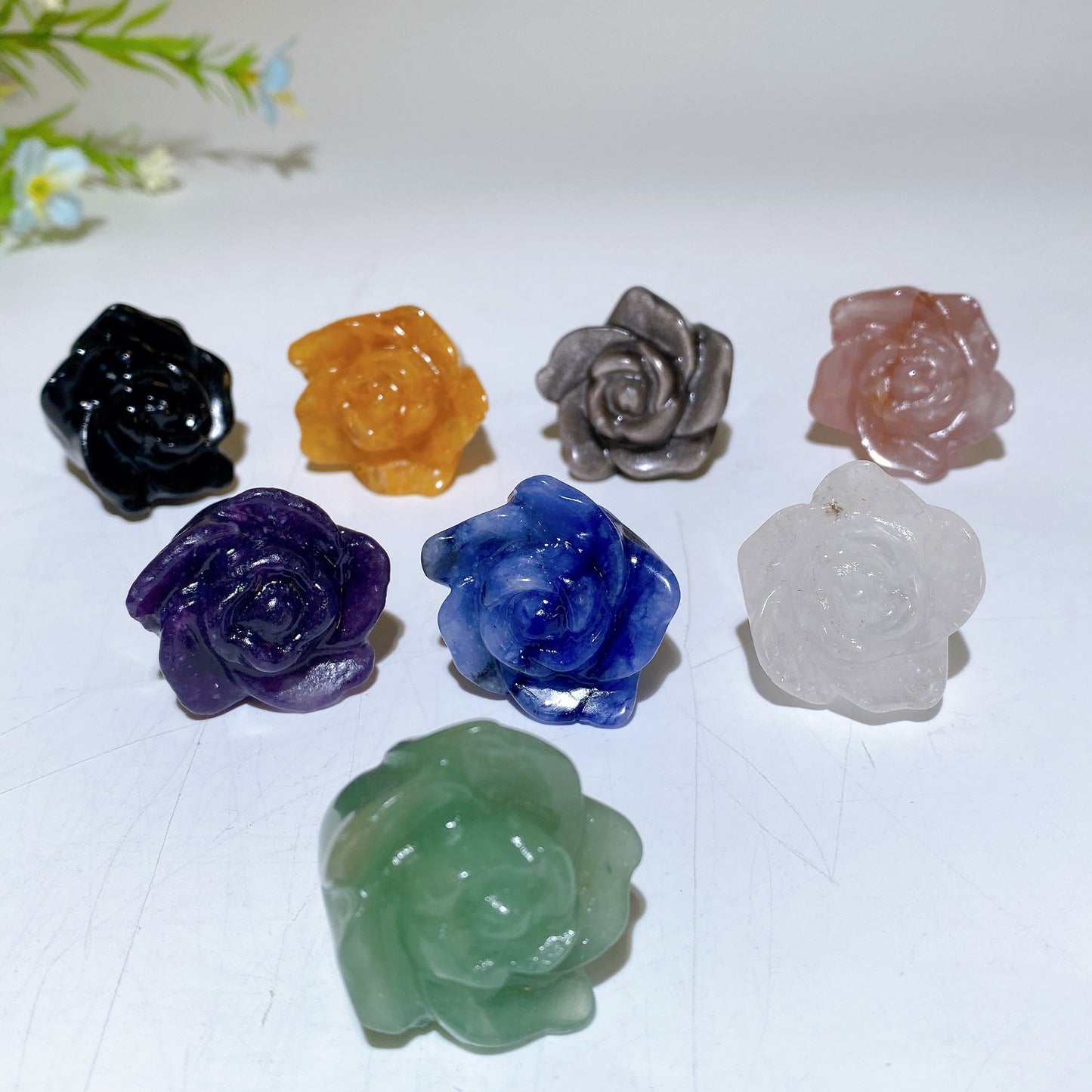 1.1" Crystal Flower Carvings Bulk Wholesale