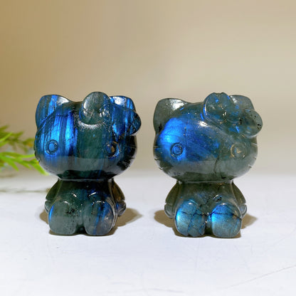 1.9" Labradorite Panda Owl Hello Kitty Carvings Bulk Wholesale