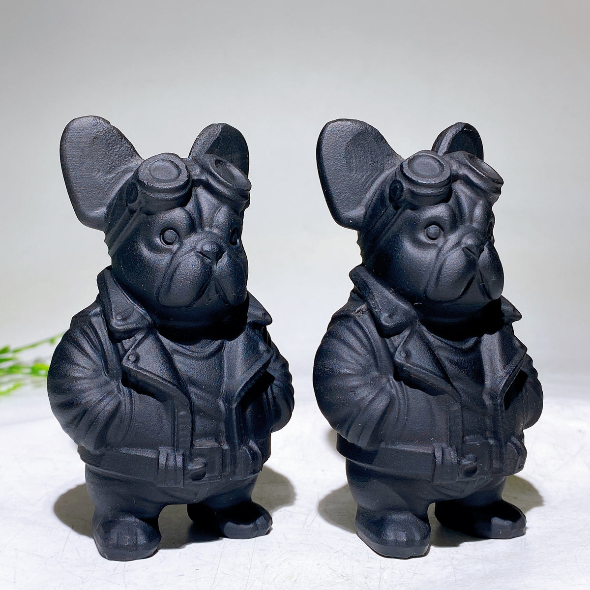 3.9" Black Obsidian Dog Carving Wholesale