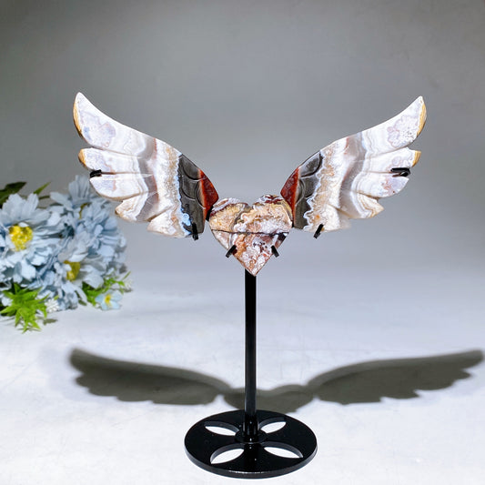 Mookite Mexican Onyx Wings Heart Carving with Stand Crystal Healing Bulk Wholesale