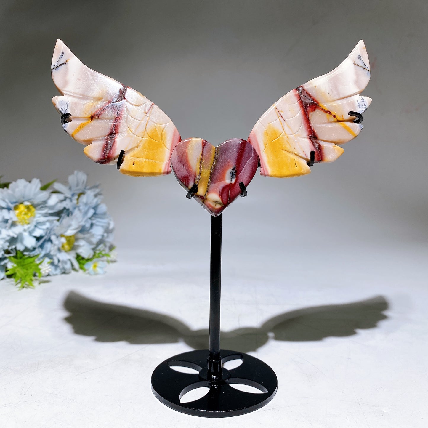 Mookite Mexican Onyx Wings Heart Carving with Stand Crystal Healing Bulk Wholesale