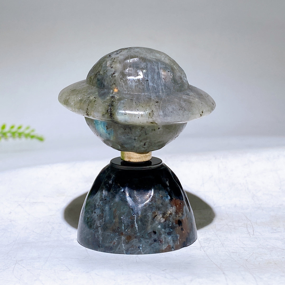 2.5" Natural Crystal Spinning UFO Carving on Yooperlite Base Wholesale
