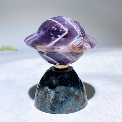 2.5" Natural Crystal Spinning UFO Carving on Yooperlite Base Wholesale