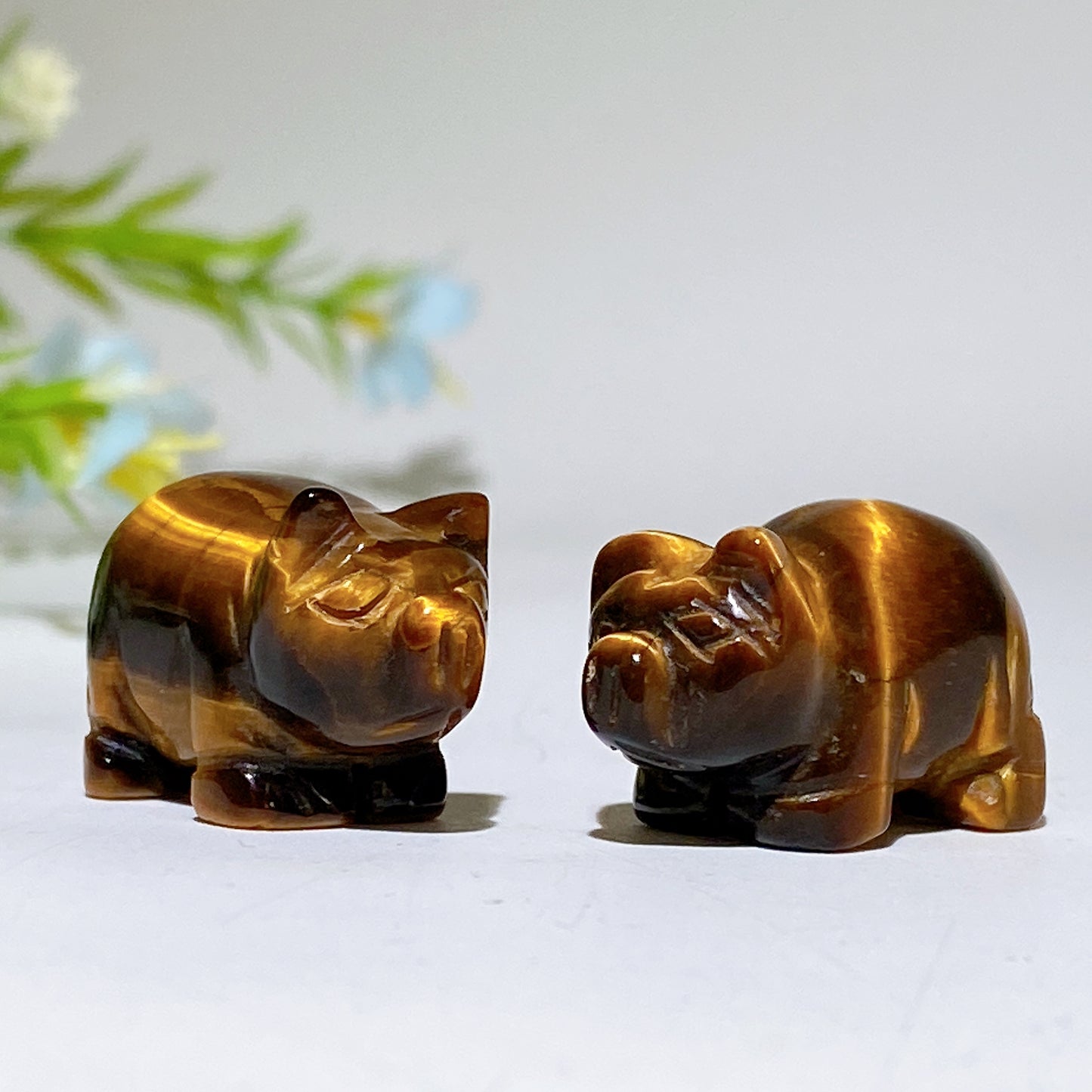 0.9" Yellow Tiger's Eye Pig Carvings Bulk Wholesale