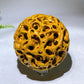 10cm Natural Yellow Mudstone Hollow-Carved Sphere Wholesale