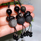 Silver Obsidian Labubu Cat Bag Hanging Phone Hanging Ornament Crystal Healing Bulk Wholesale