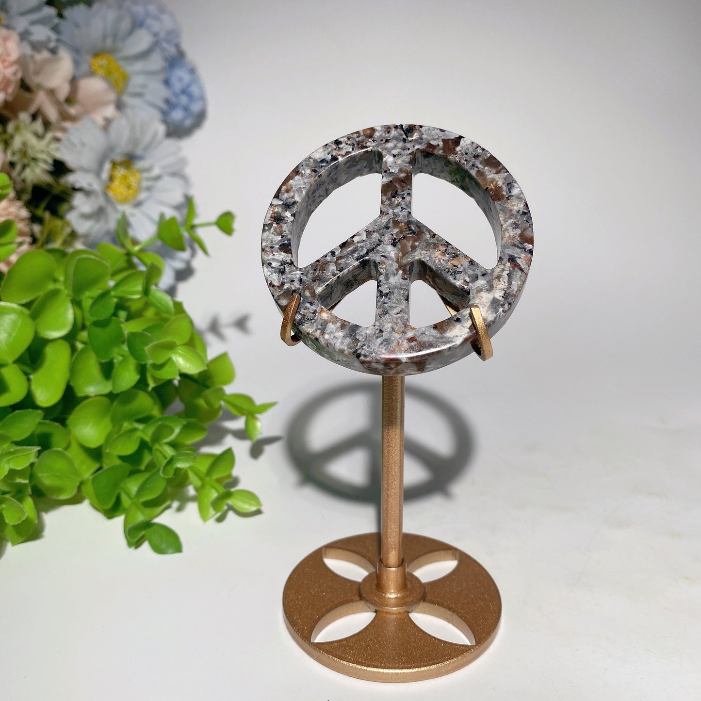 2.3" Crystal Peace Sign Carvings with Stand Bulk Wholesale