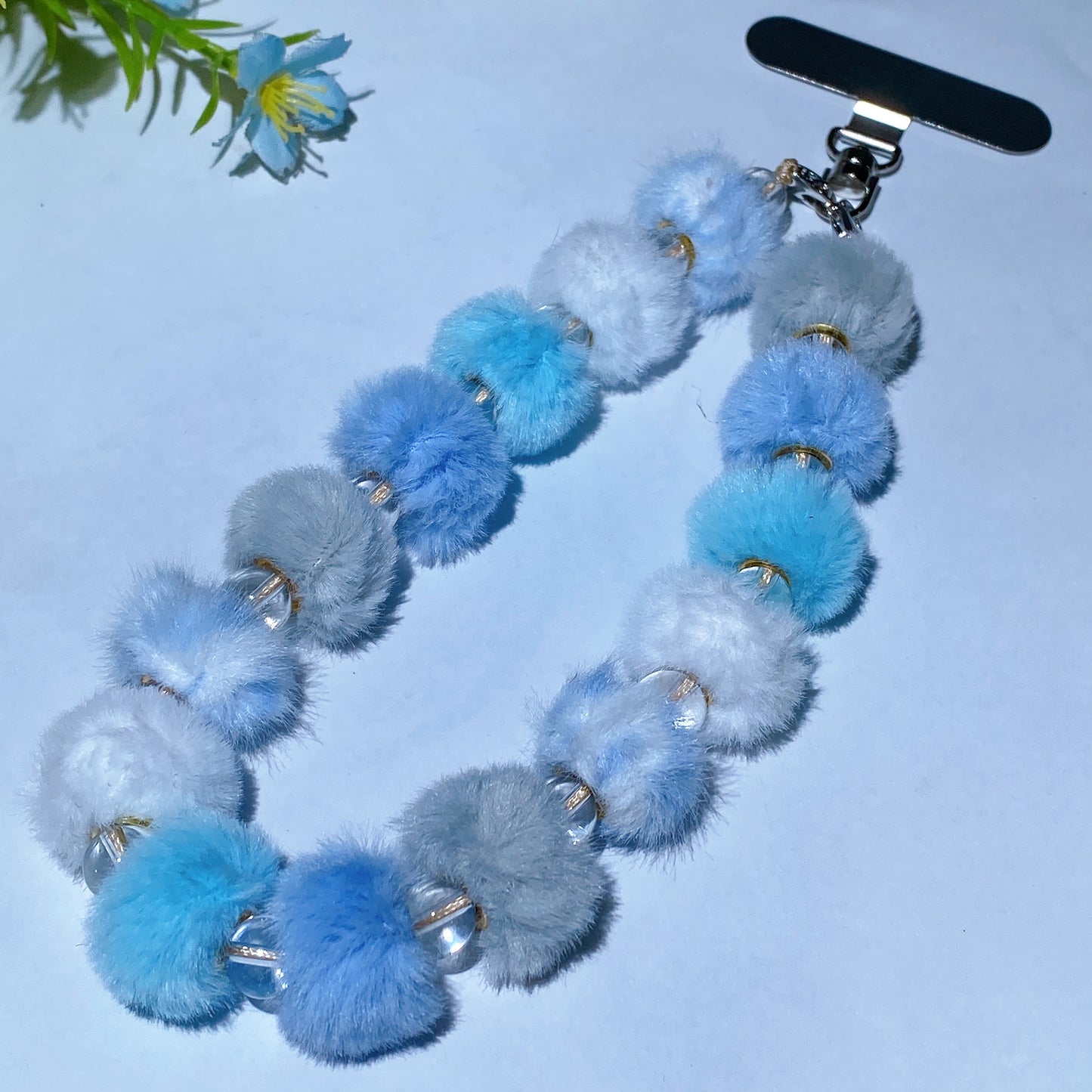 15cm Crystal with Colorful Pompon Phone Hanging Ornament Crystal Healing Bulk Wholesale