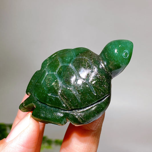2.3" Natural Green Aventurine Turtle Carving Wholesale