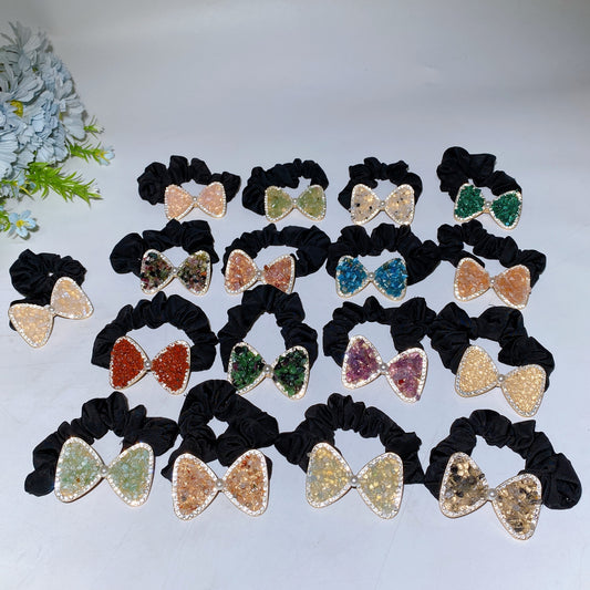 Crystal Chips Bowknot Scrunchies Crystal Healing Bulk Wholesale