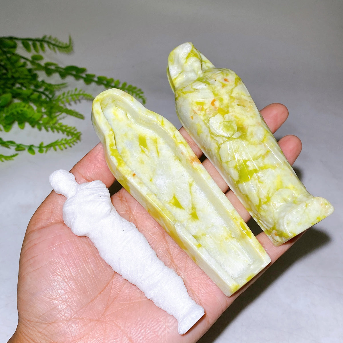 Natural Jade Mummy Coffin Carving Set Wholesale