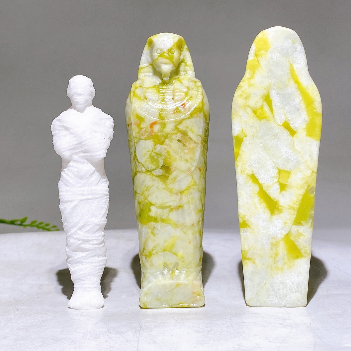 Natural Jade Mummy Coffin Carving Set Wholesale