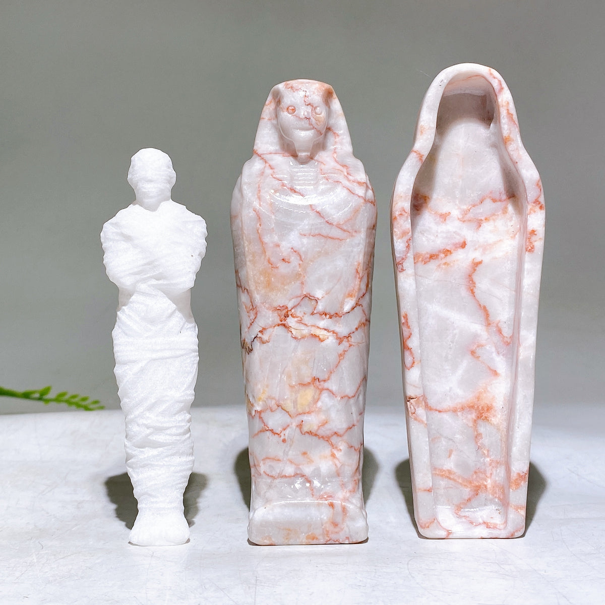 Natural Jade Mummy Coffin Carving Set Wholesale