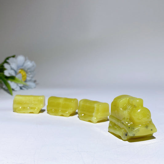 13cm Lemonite Jade Four-Pieces Train Carvings Bulk Wholesale