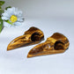 3.3" Yellow Tiger Eye Raven Skull Crystal Carvings Crystal Healing Bulk Wholesale