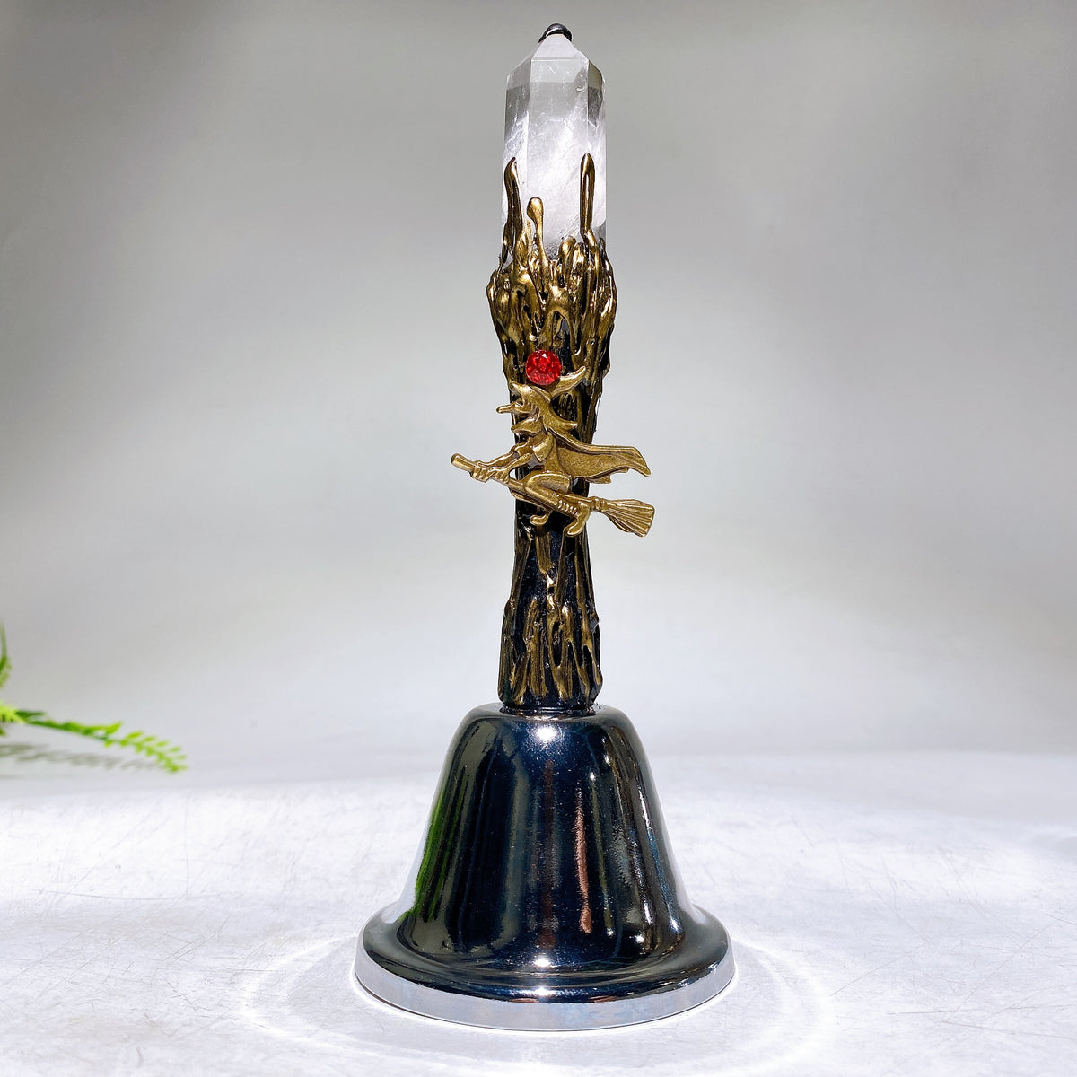 Metal Bell with Black Obsidian Sphere Clear Quartz Point Wholesale
