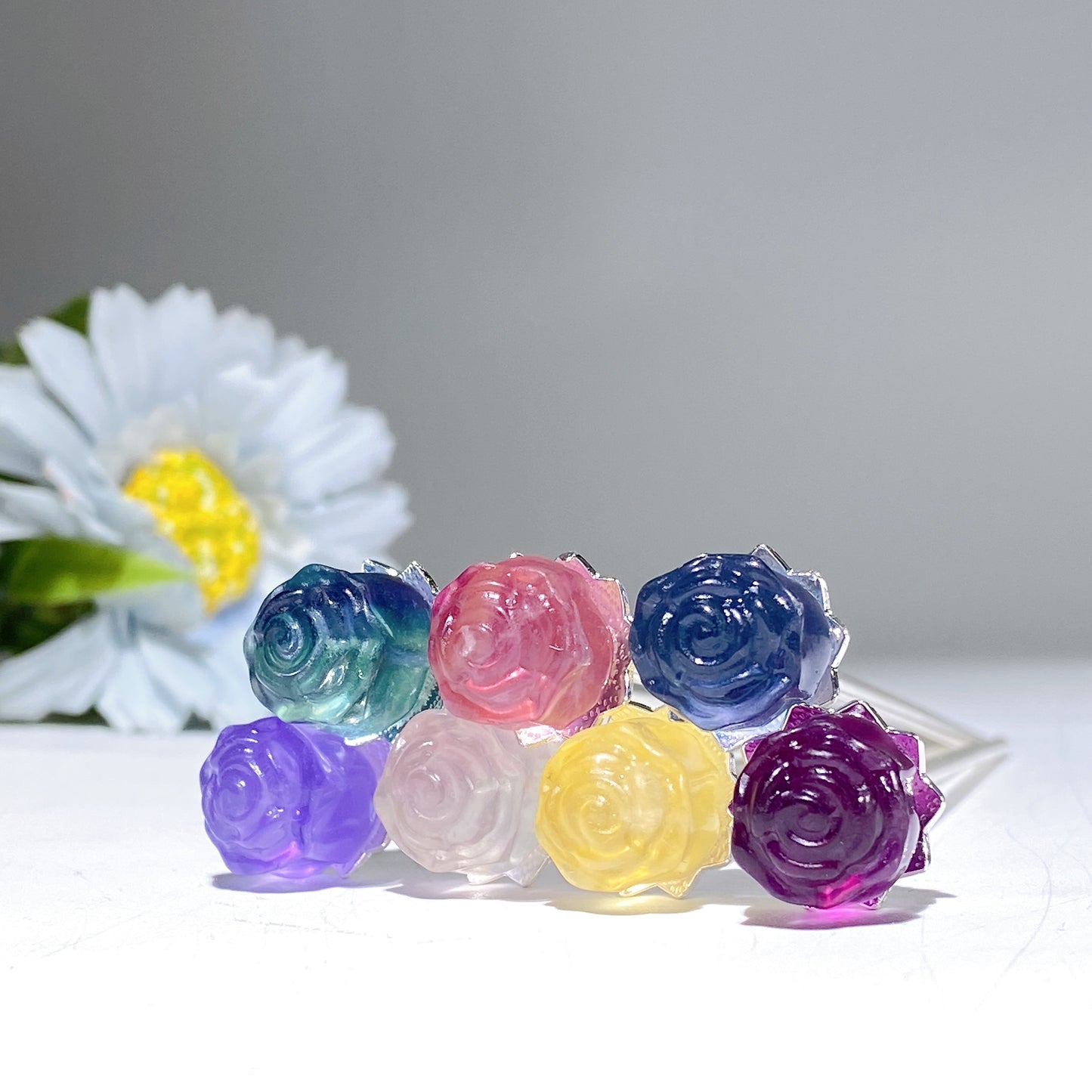 Fluorite Rose Flower Hair Pin Crystal Healing Bulk Wholesale