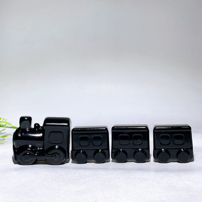 Natural Crystal 4 Pieces Carriages Train Carving Set Wholesale