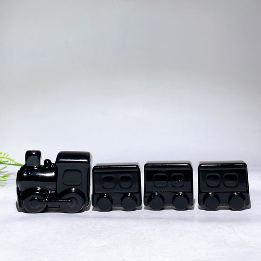 Natural Crystal 4 Pieces Carriages Train Carving Set Wholesale