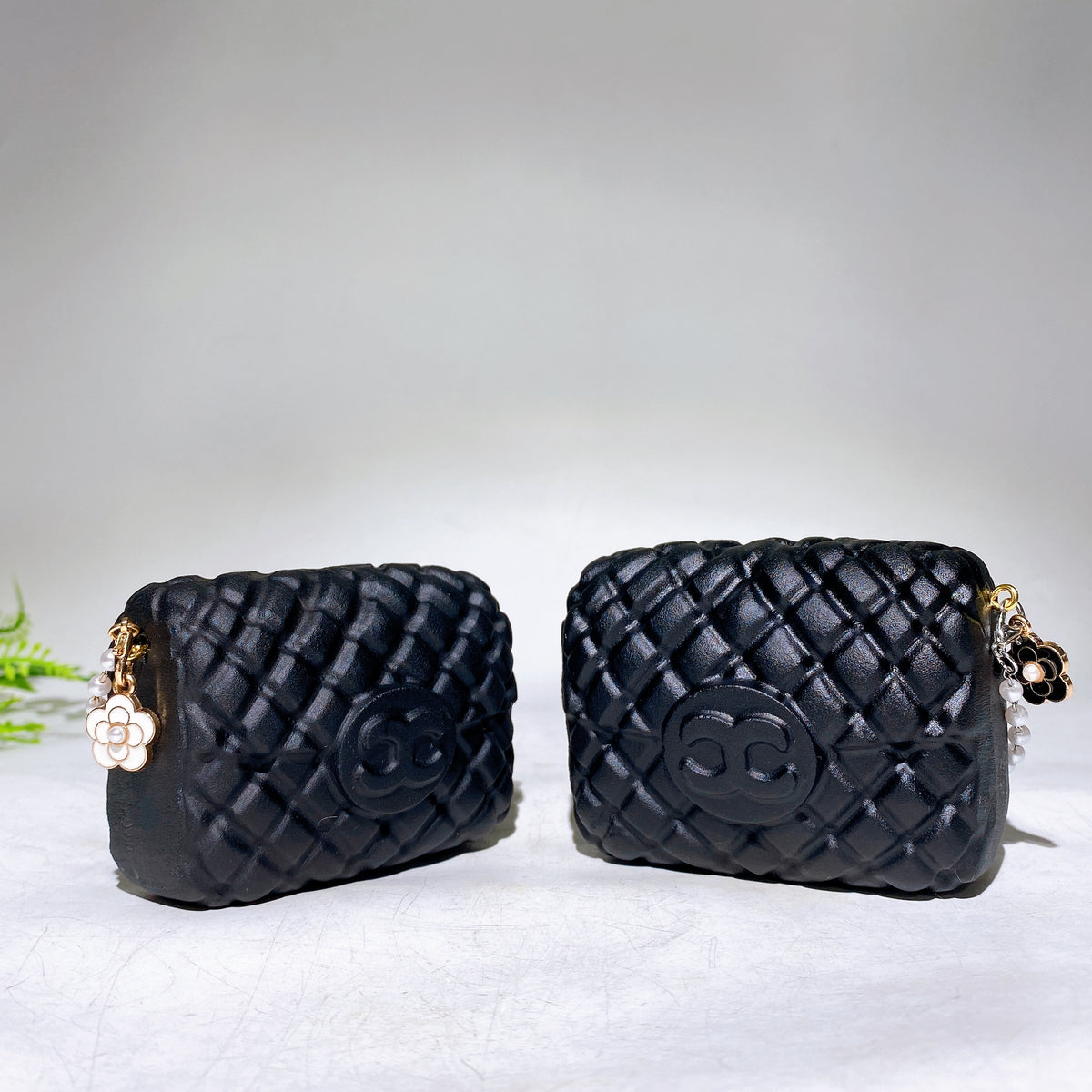 3.1" Black Obsidian Bag Carving with Bag Chain Wholesale