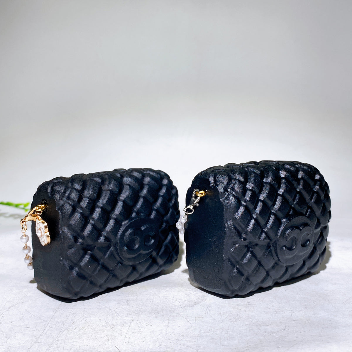 3.1" Black Obsidian Bag Carving with Bag Chain Wholesale