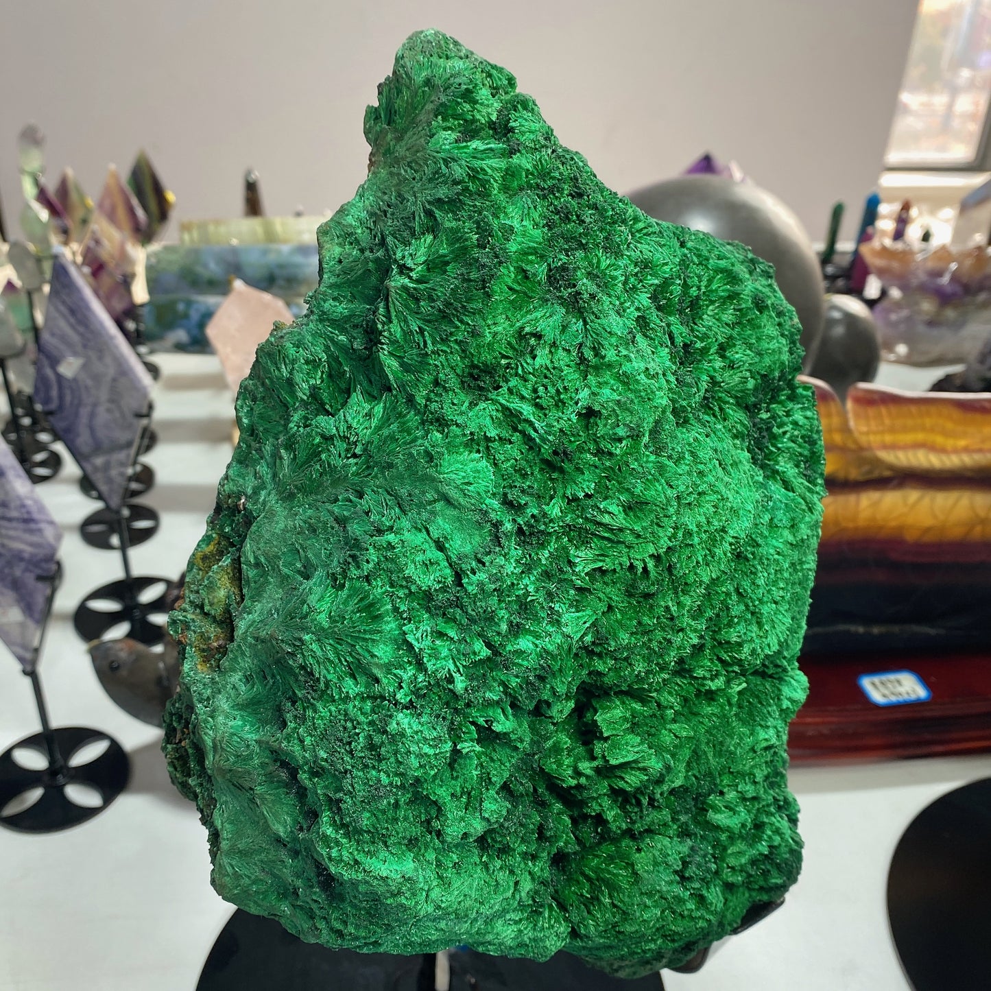 42cm Large Unique Raw Malachite Specimen with Stand