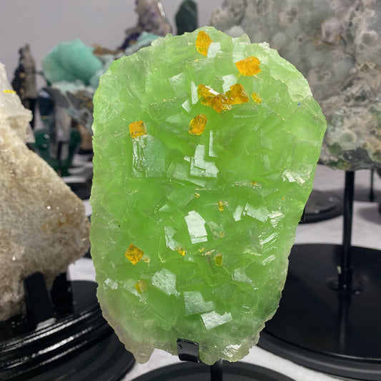 15cm Green Fluorite Grow with Barite with Stand Crystal Healing