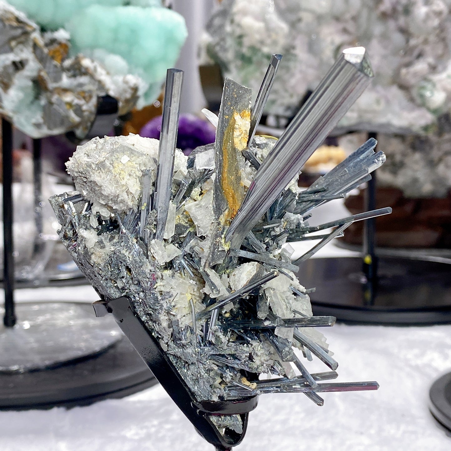 19cm Stibnite Specimen with Stand