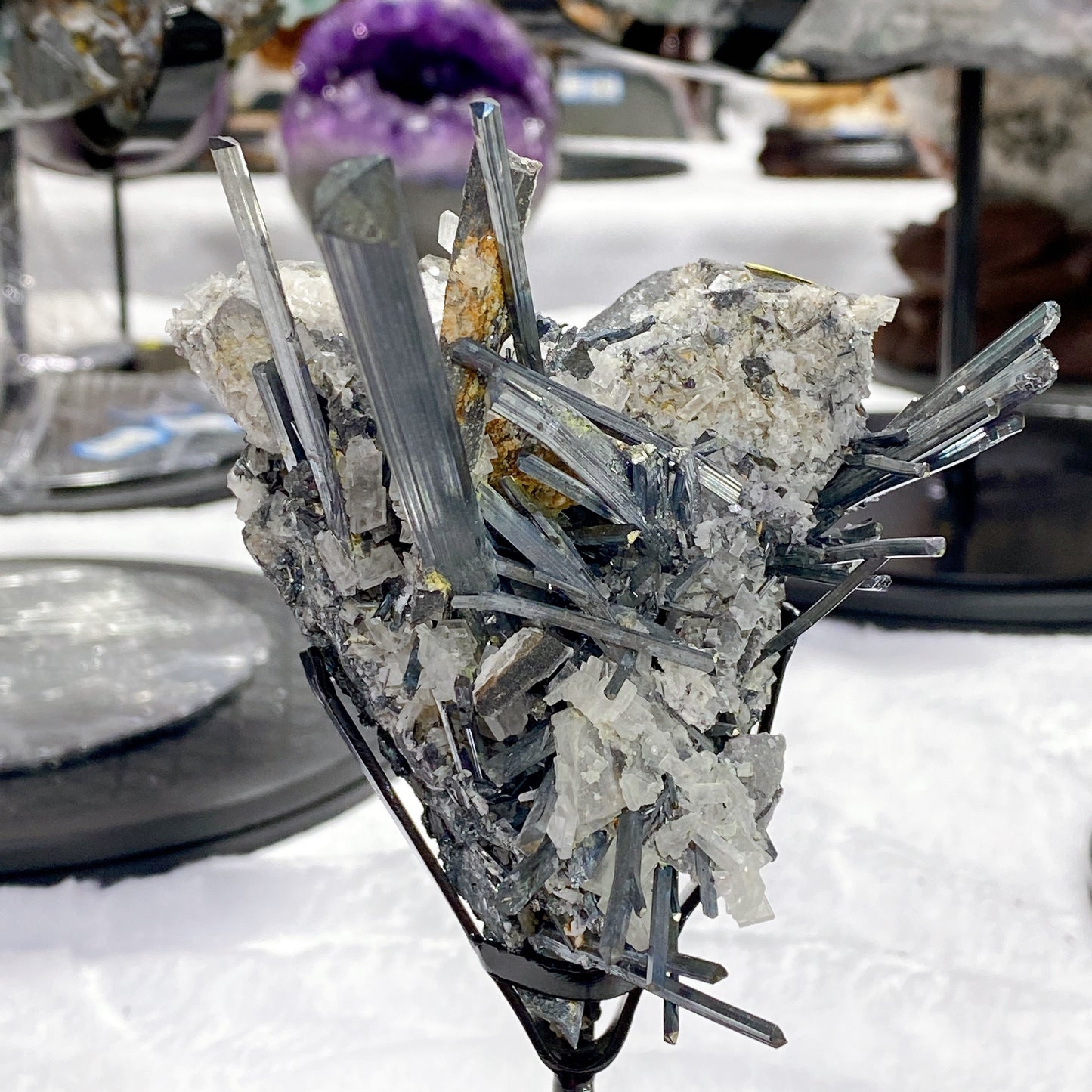 19cm Stibnite Specimen with Stand