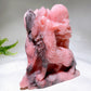21cm Large Unique Pink Opal Wolf Carving Wholesale
