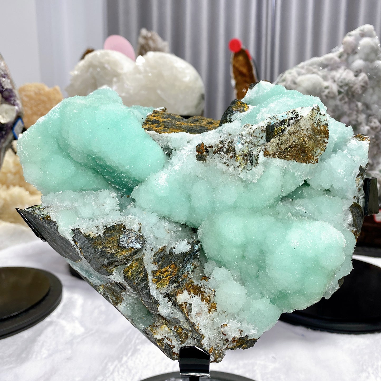 24cm Large Unique Hemimorphite Heart Shape Specimen with Stand