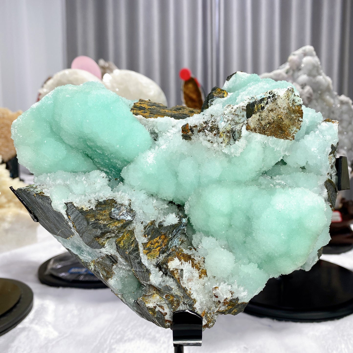 24cm Large Unique Hemimorphite Heart Shape Specimen with Stand