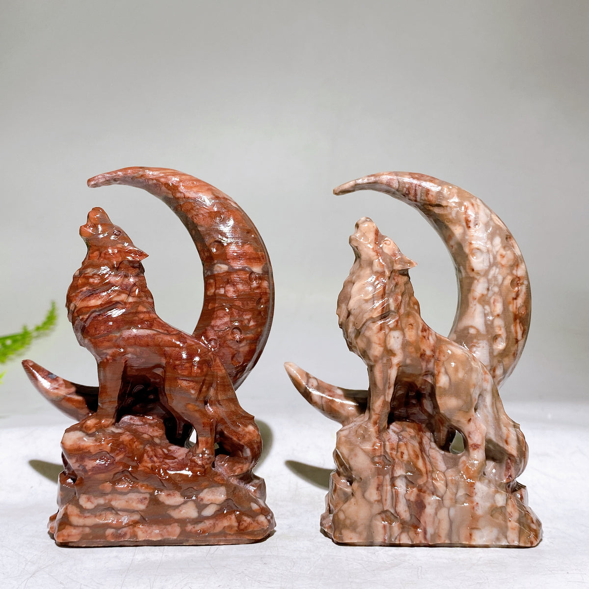 4.1" Crystal Wolf with Moon Carving Wholesale