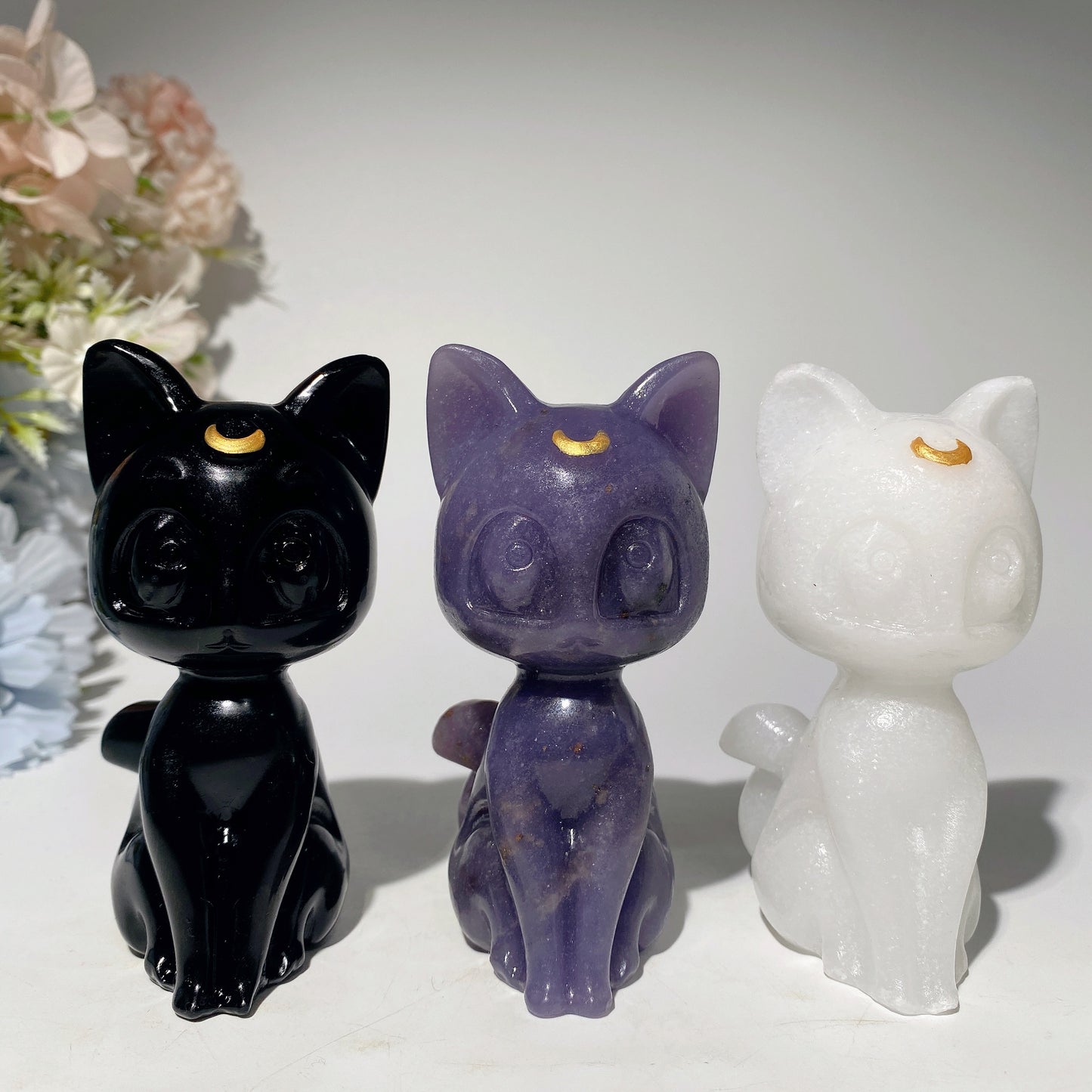 3.8" Mixed Crystal Cat Carvings Crystal Healing Bulk Wholesale