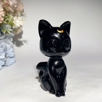 3.8" Mixed Crystal Cat Carvings Bulk Wholesale