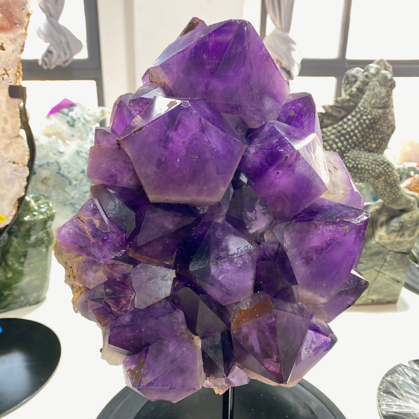 42cm Large Unique Amethyst Cluster Specimen with Stand