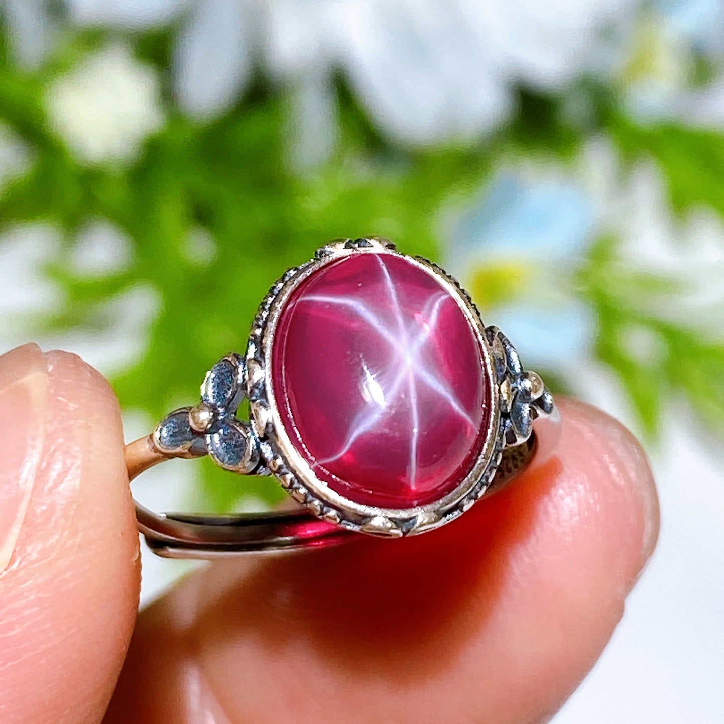S925 Star Ruby Ring Crystal Healing Bulk Wholesale