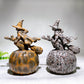 5.9" Crystal Witch Riding Broom on Pumpkin Lamp Carving for Halloween Wholesale