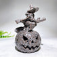 5.9" Crystal Witch Riding Broom on Pumpkin Lamp Carving for Halloween Wholesale
