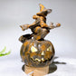 5.9" Crystal Witch Riding Broom on Pumpkin Lamp Carving for Halloween Wholesale