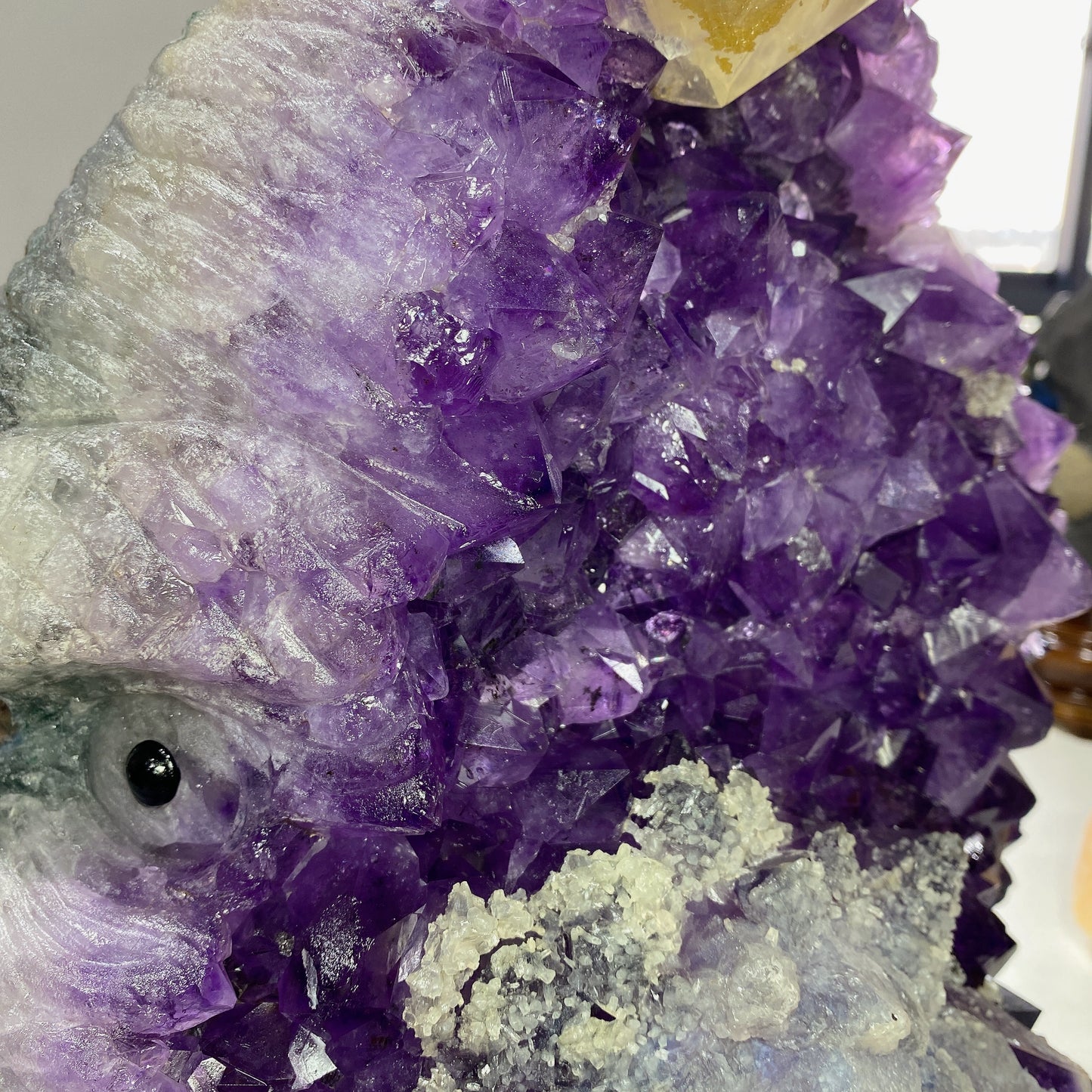 36cm Large Unique Amethyst Cluster Kong Kim Carving