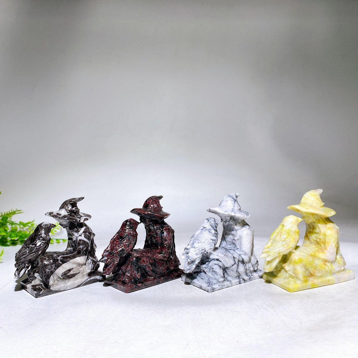 3.2" Natural Crystal Witch Raven Carving Wholesale