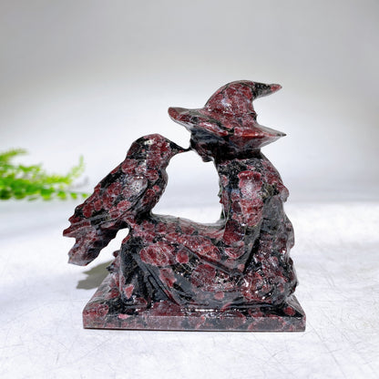 3.2" Natural Crystal Witch Raven Carving Wholesale