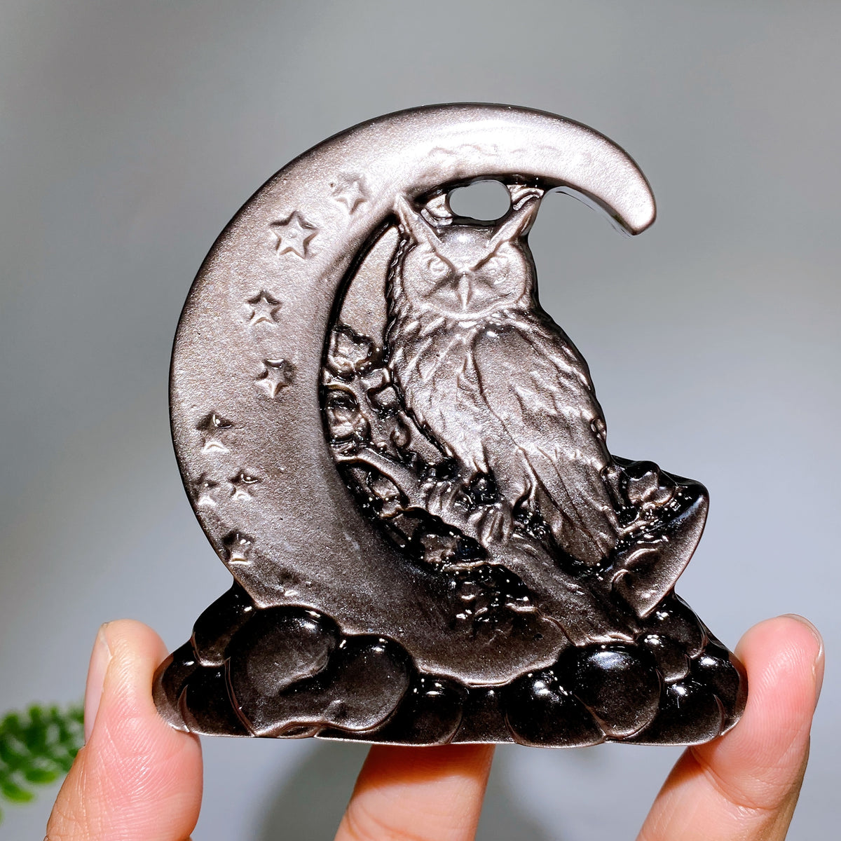 3.1"-3.3" Silver Obsidian Slab Carving Wholesale New Arrival