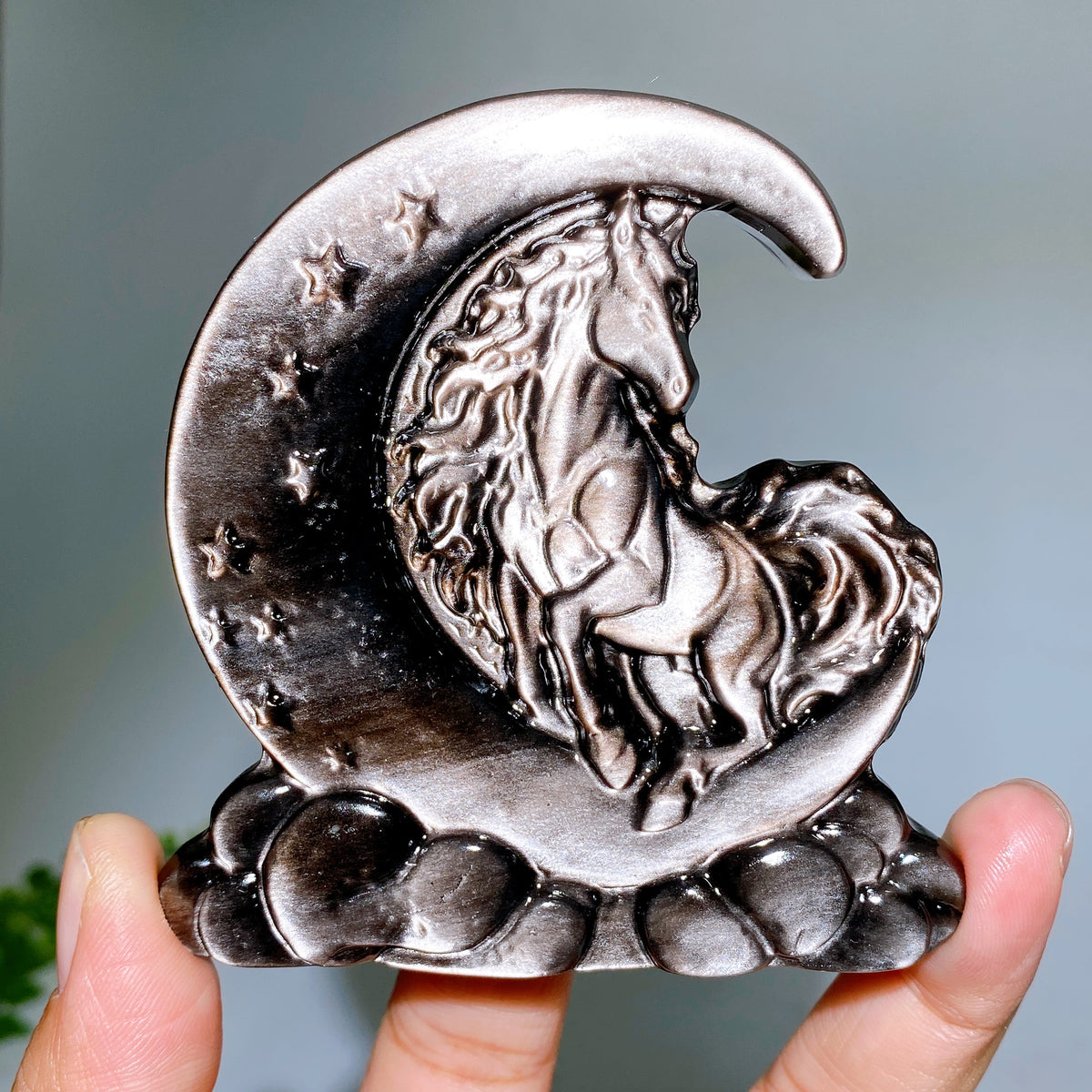 3.1"-3.3" Silver Obsidian Slab Carving Wholesale New Arrival